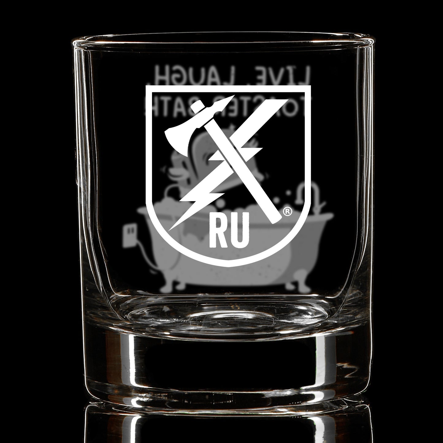 Live, Laugh, Toaster Bath Whiskey Glass