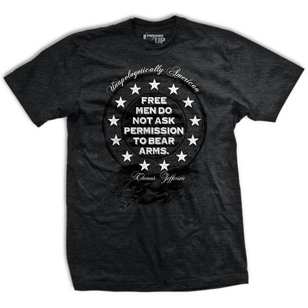 Men's Free Men Don't Ask Permission T-Shirt, Size Large in Heather Charcoal by Ranger Up