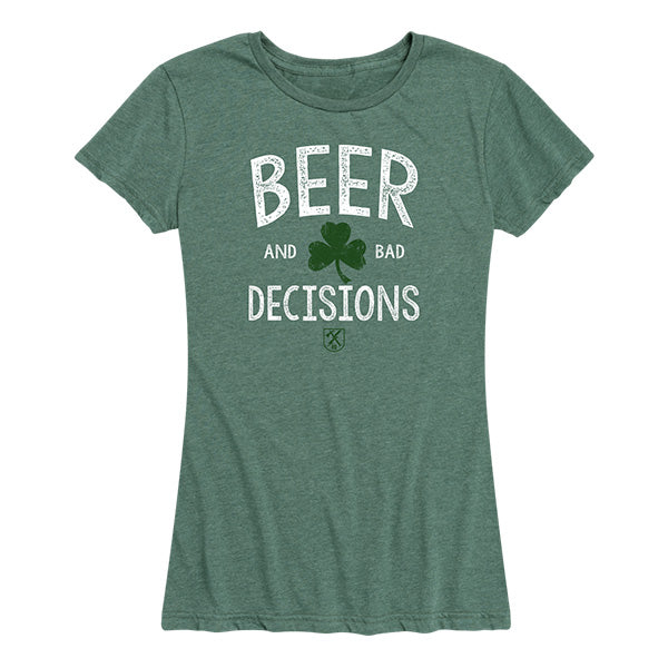 Women's Beer & Bad Decisions Shamrock Green Tee