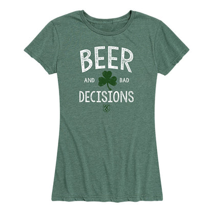 Women's Beer & Bad Decisions Shamrock Green Tee