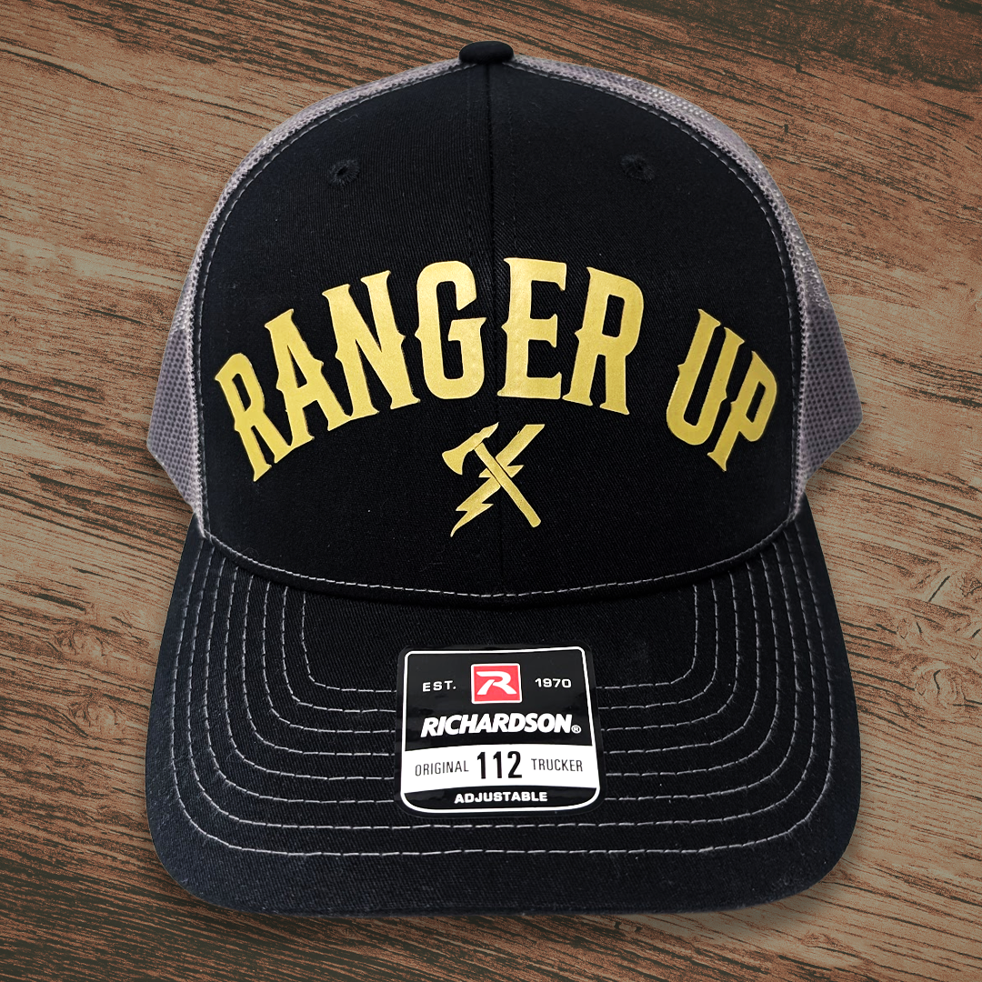 Ranger Up Yellow on Black Bolt and Hawk Hat