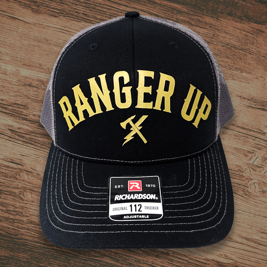 Ranger Up Yellow on Black Bolt and Hawk Hat