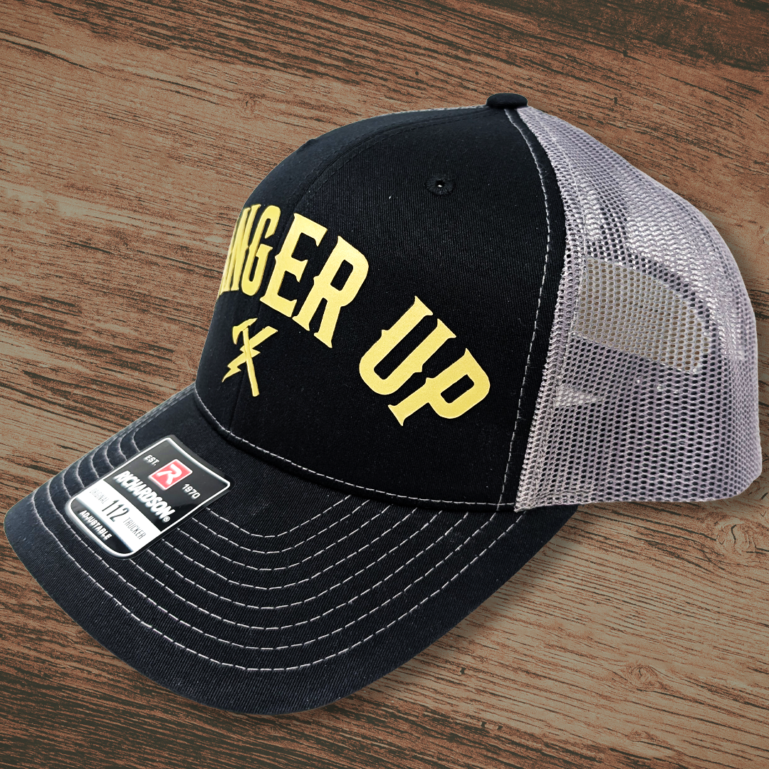 Ranger Up Yellow on Black Bolt and Hawk Hat