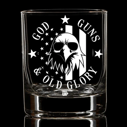 God, Guns and Old Glory Whiskey Glass