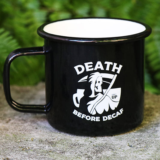 Death Before Decaf Tin Mug