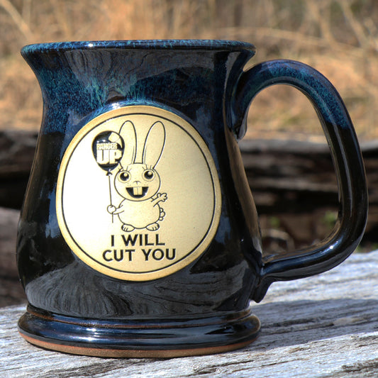 I Will Cut You - Blue Stoneware Mug