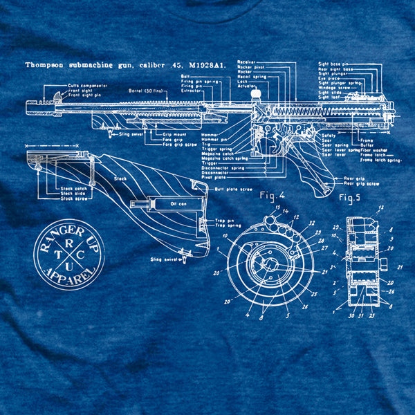 Members Only Thompson Gun Blueprint T-Shirt