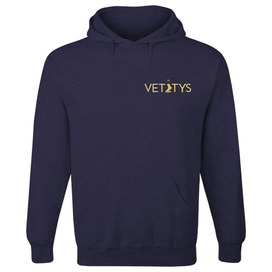 Vettys Boot Statue Logo Navy Hoodie